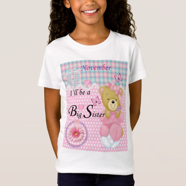 Ich werde eine große Schwester sein, November Girl T-Shirt (Vorderseite)