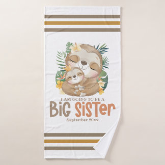 Ich werde eine große Schwester Sloth Ankündigung w Badehandtuch