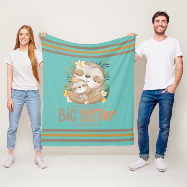 Ich werde eine große Schwester Sloth Ankündigung w Fleecedecke (Beispiel)