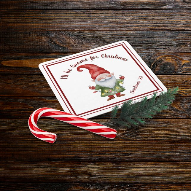 Ich werde Gnome für Weihnachten Wasserfarbe farbig Rechteckiger Pappuntersetzer (Von Creator hochgeladen)