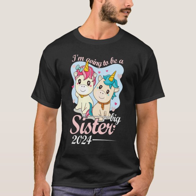 Ich Werde Große Schwester 2024 Unicorn Baby Announ T-Shirt (Vorderseite)