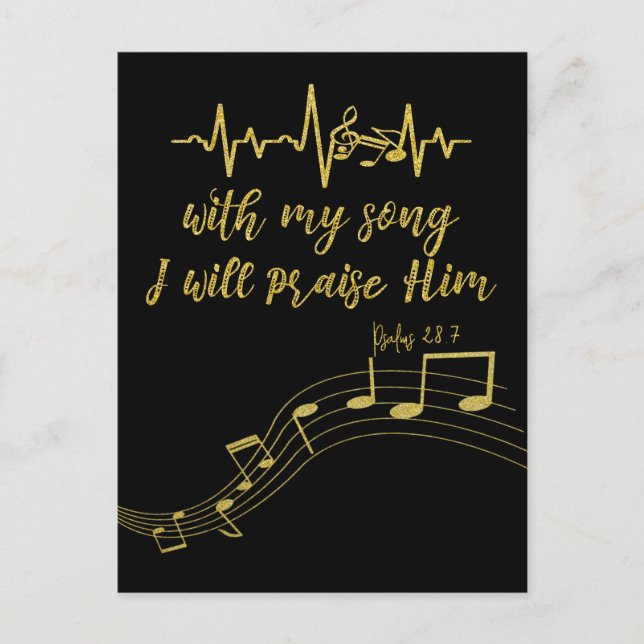 Ich werde ihn mit Song KJV Bible Verse loben Postkarte (Vorderseite)
