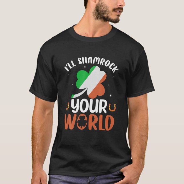 Ich werde Ihre irische Weltflagge Horseshoe St. Kl T-Shirt (Vorderseite)