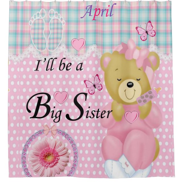 Ich werde im April eine große Schwester sein, Dusc Duschvorhang (Vorderseite)