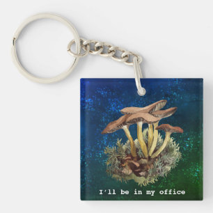 Ich werde in meinem Büro sein Aquarell-Pilze Schlüsselanhänger