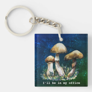 Ich werde in meinem Büro sein Aquarell-Pilze Schlüsselanhänger