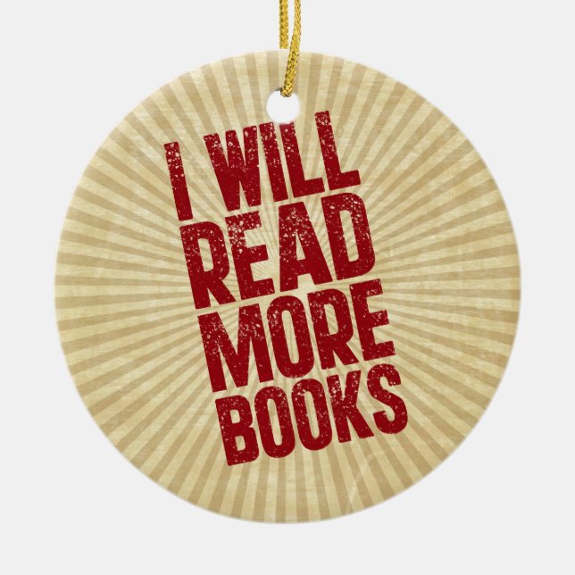 Ich werde mehr Bücher lesen Keramikornament (Vorne)