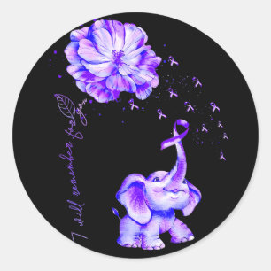 Ich werde mich für Purple Elephant Alzheimers erin Runder Aufkleber