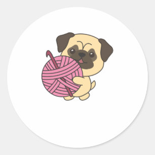 Ich werde mit Wolle Niedlichen Mops kreuzen Runder Aufkleber