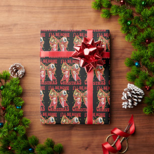 Ich werde zu Weihnachten nach Hause kommen Lustige Geschenkpapier
