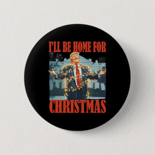Ich werde zu Weihnachten nach Hause kommen Santa L Button