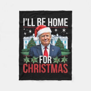 Ich werde zu Weihnachten zu Hause sein Lustiger Tr Fleecedecke