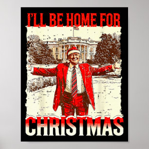 Ich werde zu Weihnachten zu Hause sein Santa Vinta Poster