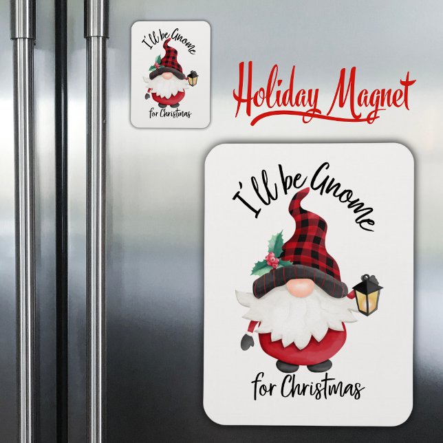Ich werde zu Weihnachts-Feierabend kommen Magnet (I'll Be Gnome for Christmas Holiday Pun Magnet)