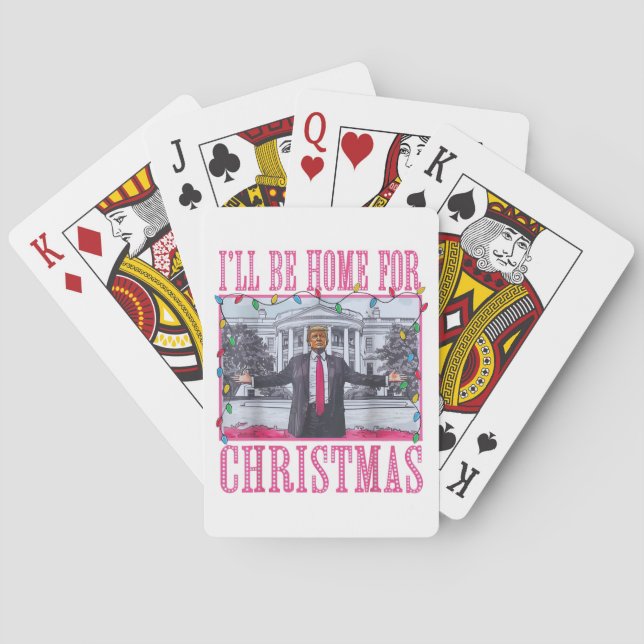 Ich werde Zuhause für Weihnachten lustige Trump-We Spielkarten (Rückseite)