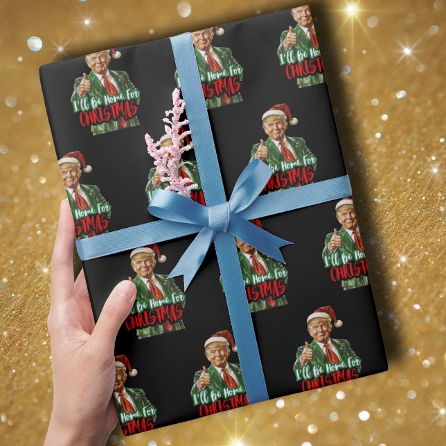 Ich werde Zuhause für Weihnachten lustiges Trump-G Geschenkpapier (Von Creator hochgeladen)