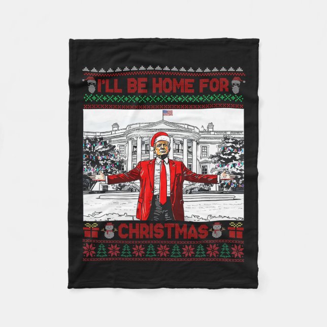 Ich werde Zuhause für Weihnachten Weihnachten Weih Fleecedecke (Vorderseite)