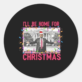 Ich werde Zuhause für Weihnachten Weihnachten Weih Runder Aufkleber