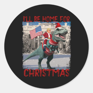 Ich werde Zuhause für Weihnachten Weihnachten Weih Runder Aufkleber