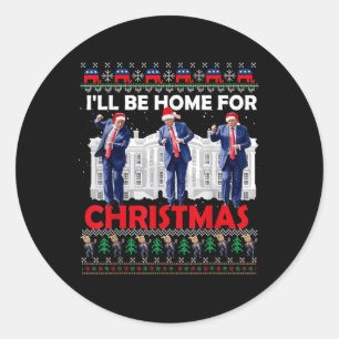 Ich werde Zuhause für Weihnachten Weihnachten Weih Runder Aufkleber