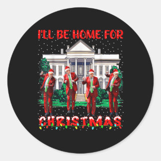Ich werde Zuhause für Weihnachten Weihnachten Weih Runder Aufkleber