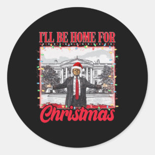 Ich werde Zuhause für Weihnachten Weihnachten Weih Runder Aufkleber