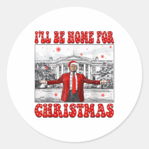 Ich werde Zuhause für Weihnachten Weihnachten Weih Runder Aufkleber
