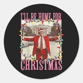Ich werde Zuhause für Weihnachten Weihnachten Weih Runder Aufkleber