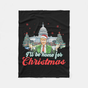 Ich werde Zuhause für Weihnachts-Weihnachtsmann Tr Fleecedecke