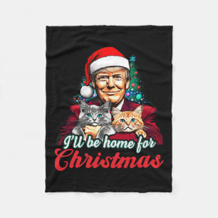 Ich werde Zuhause für Weihnachts-Weihnachtsmann Tr Fleecedecke