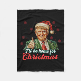 Ich werde Zuhause für Weihnachts-Weihnachtsmann Tr Fleecedecke