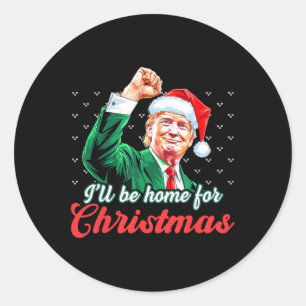 Ich werde Zuhause für Weihnachts-Weihnachtsmann Tr Runder Aufkleber
