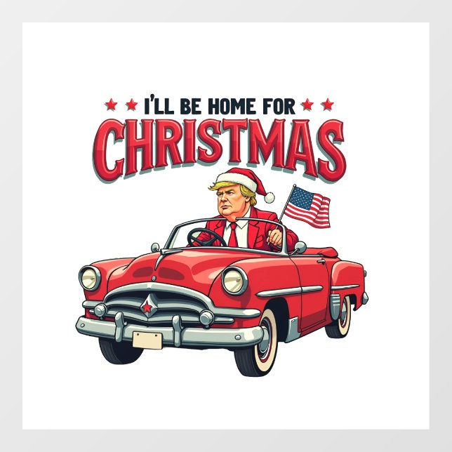 Ich werde Zuhause zu Weihnachten Trump gewinnen Wa Fensteraufkleber (Blatt)