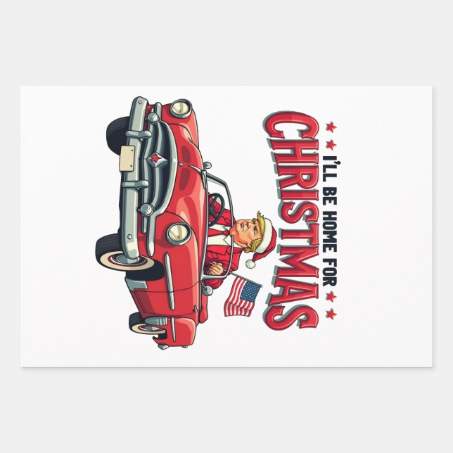 Ich werde Zuhause zu Weihnachten Trump gewinnen Wa Geschenkpapier Set (Vorderseite)