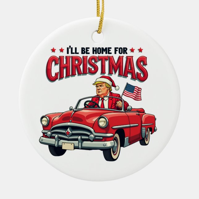 Ich werde Zuhause zu Weihnachten Trump gewinnen Wa Keramik Ornament (Vorne)