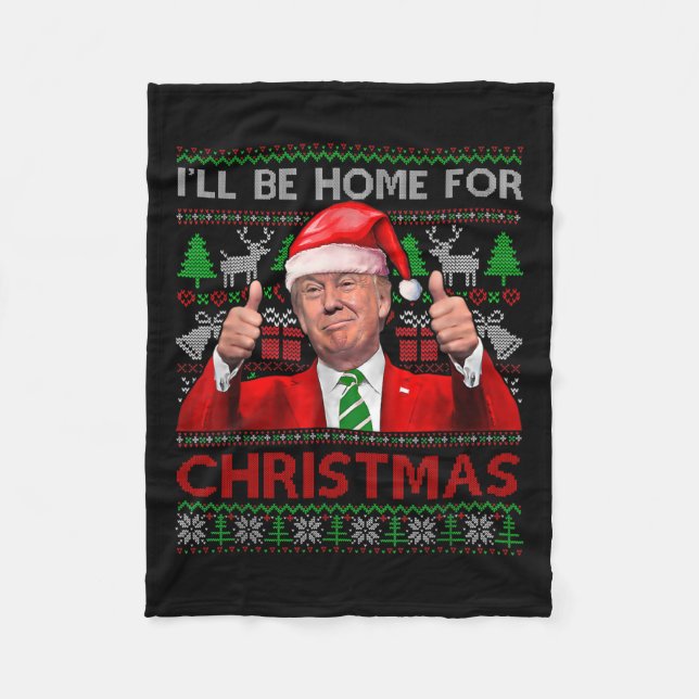 Ich werde Zuhause zu Weihnachten Weihnachten Weihn Fleecedecke (Vorderseite)