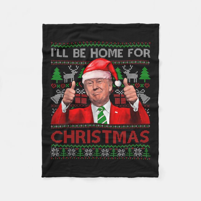 Ich werde Zuhause zu Weihnachten Weihnachten Weihn Fleecedecke (Vorderseite)