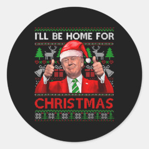 Ich werde Zuhause zu Weihnachten Weihnachten Weihn Runder Aufkleber