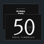 Ich wette, du hältst ihn für älter witzig Geburtst Einladung<br><div class="desc">Fünfzig. Einladung zum 50. Geburtstag. Funny. Mann. Datum,  Ort,  UAWG. Schwarz. Keine Geschenke. Überraschung.</div>