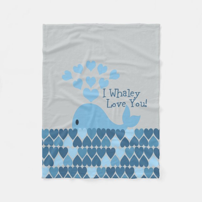 Ich Whaley Liebe Sie! Blau Fleecedecke (Vorderseite)
