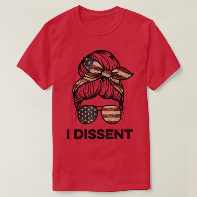 Ich widerspreche US-Flagge Womens Messy Bun I Wide T-Shirt (Design vorne)