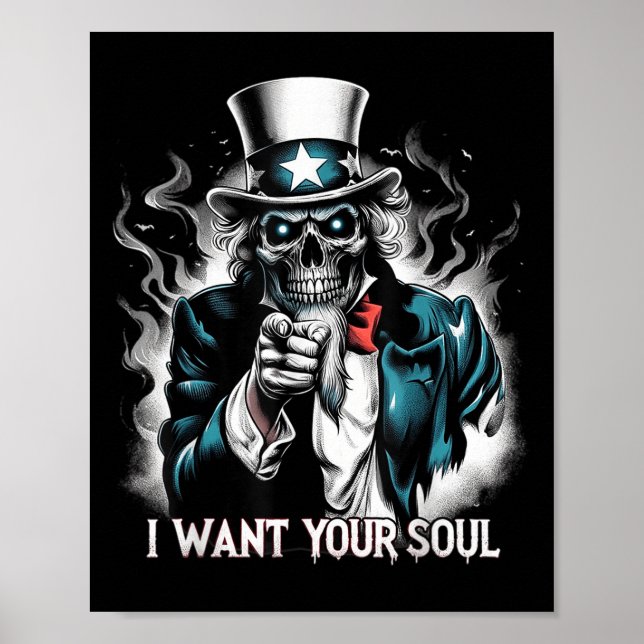 Ich will deine Seele – Skeleton Sam Gruseliger Hal Poster (Vorne)