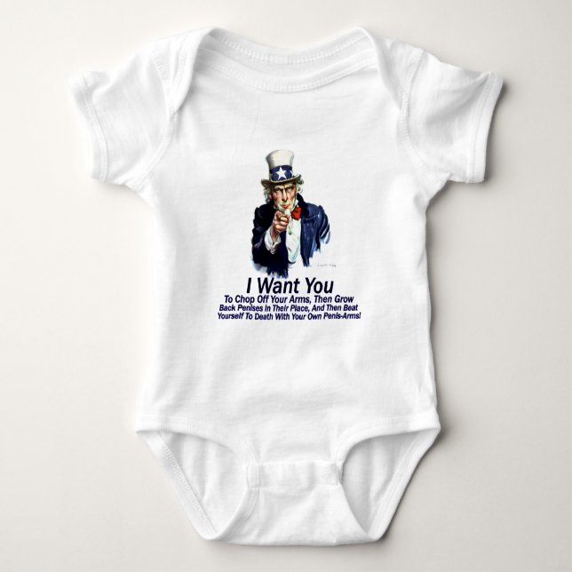 Ich will dich: Dir die Arme abhacken Baby Strampler (Vorderseite)