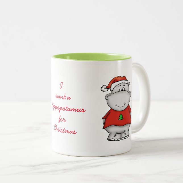 Ich will einen Hippopotamus für Weihnachten Zweifarbige Tasse (VorderseiteRechts)