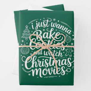 Ich will gerade Cookies backen Weihnachtsfilme ans Geschenkpapier Set