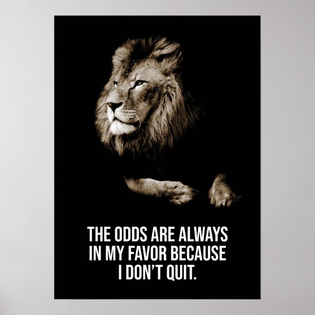 Ich will nicht aufhören - Lion Success Mindset Mot Poster (Vorne)