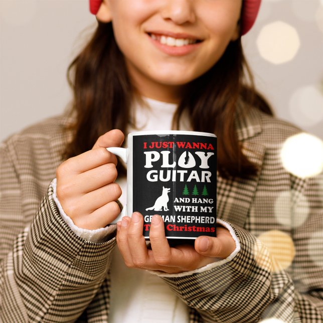 Ich will nur Gitarre Hang mit deutschem Schäferhun Kaffeetasse (Von Creator hochgeladen)