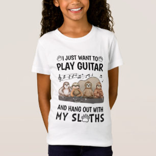 Ich will nur Gitarre spielen Shirt Süße Faultiere