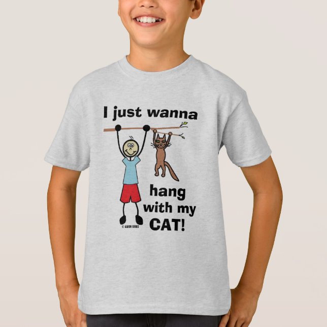 Ich will nur mit meiner Katze! Humoraler T - Shirt (Vorderseite)