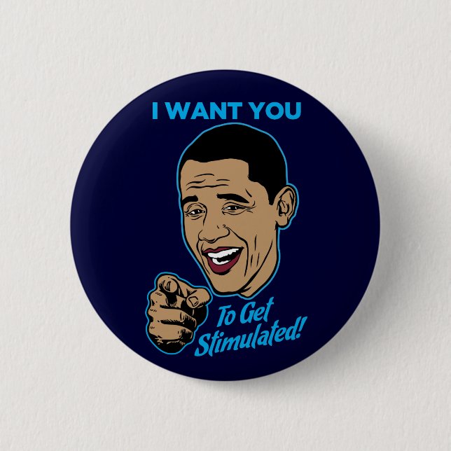 Ich will Sie, um angeregten Obama-Satiren-Knopf zu Button (Vorderseite)